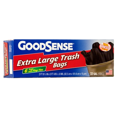 Goodsense 33 Gal trash bag 6-ct With Flap
