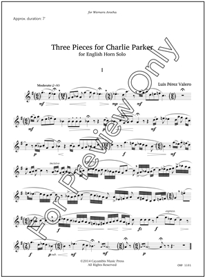 Perez Valero, Three Pieces for Charlie Parker