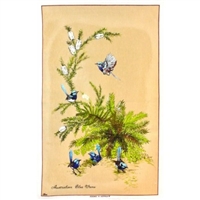 BLUE WRENS BEIGE Cotton/Linen Tea Towel - BC411