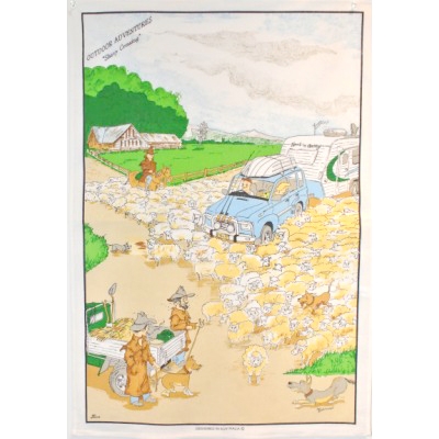 SHEEP CROSSING Cotton/Linen Tea Towel - C771