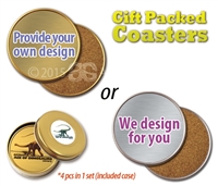 GIFT PACKED COASTERS - SET OF 4 ALUMINIUM COASTERS IN ATTRACTIVE GIFT BOX