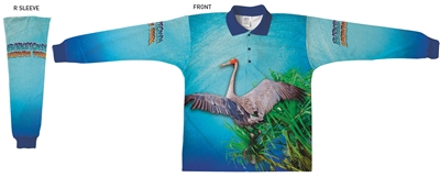 Brolga with Pandanus - Sublimated Polos K20