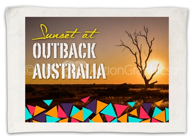 Sunset at Outback v1 - Sublimated Hand Towels