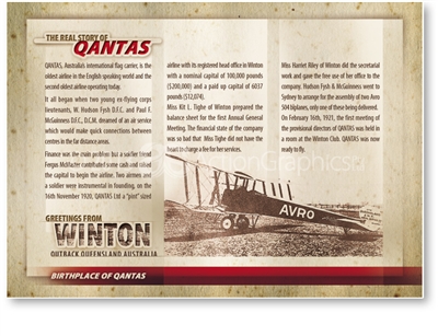 Winton, Birthplace of Qantas  - Standard Postcard  WIN-265