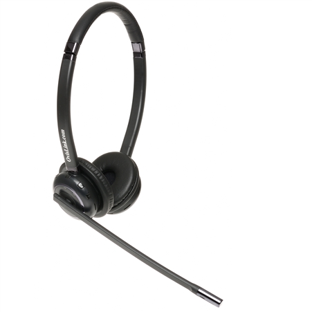 Wireless headset with 2 ears for desktop phone smartphone & computer at work and from home