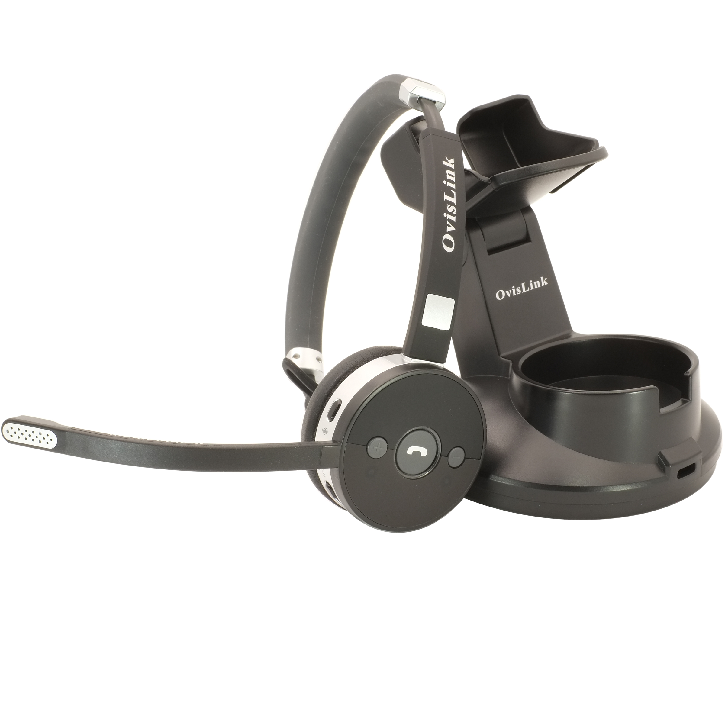 OvisLink Wireless Call Center Headset compatible with all computers, cell  phones and desktop phones support Bluetooth headset function. Compatible  with Polycom Mitel FortiFone Allworx AT&T and more
