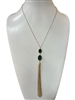 0682D TWO DRUZY CHAIN TASSEL LONG NECKLACE