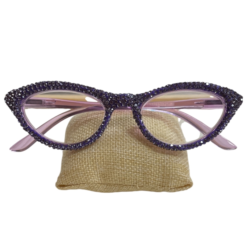 100PU RHINESTONE PURPLE READING GLASSES