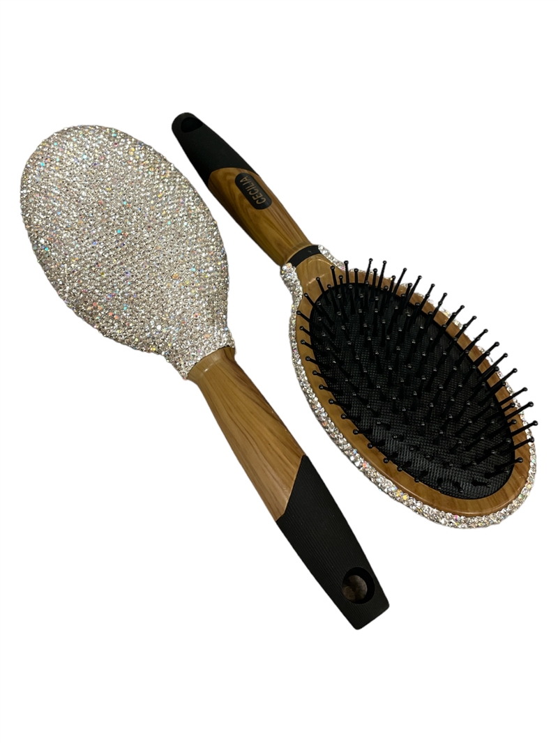 1020SL  SILVER  RHINESTONES HAIR BRUSH