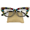 102M CAT EYE RHINESTONE MULTI READING GLASSES