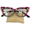 102P CAT EYE RHINESTONE PINK READING GLASSES