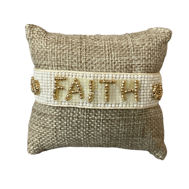 11-5931  FAITH  SEED BEAD HANDMADE ADJUSTABLE BRACELET