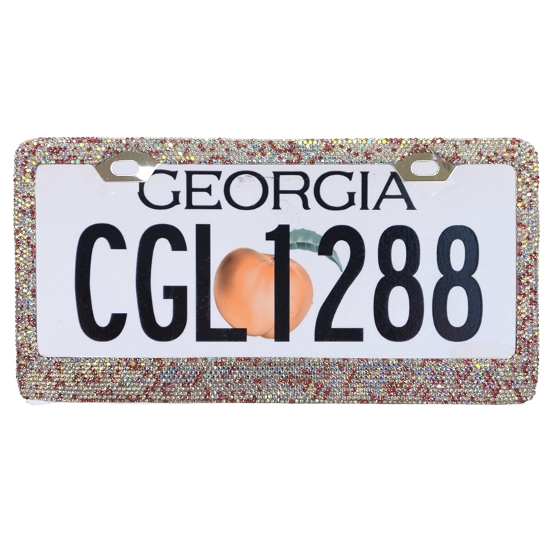 1100PN  PINK  RHINESTONE CAR LICENSE PLATE FRAME