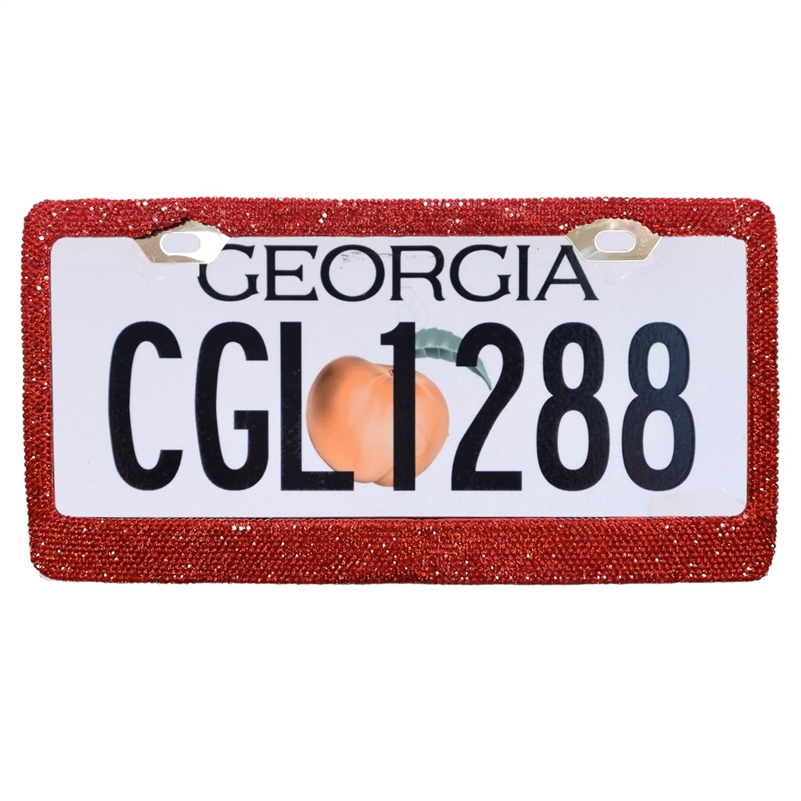 1100RD  RED RHINESTONE CAR LICENSE PLATE FRAME