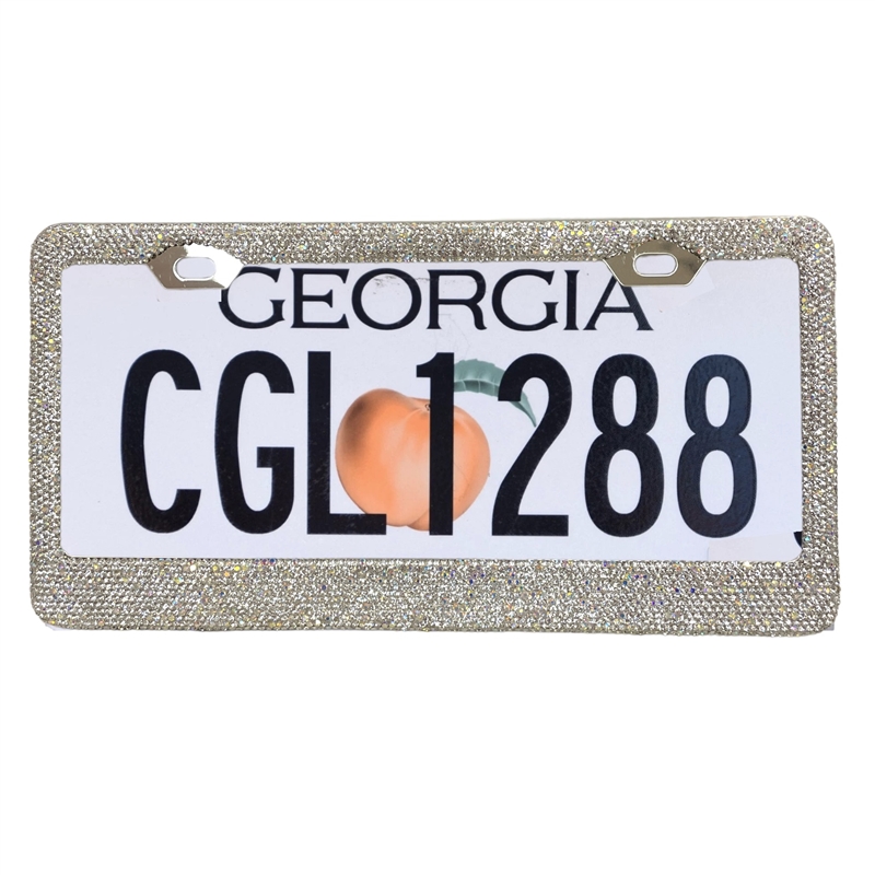 1100SL  SILVER RHINESTONE CAR LICENSE PLATE FRAME