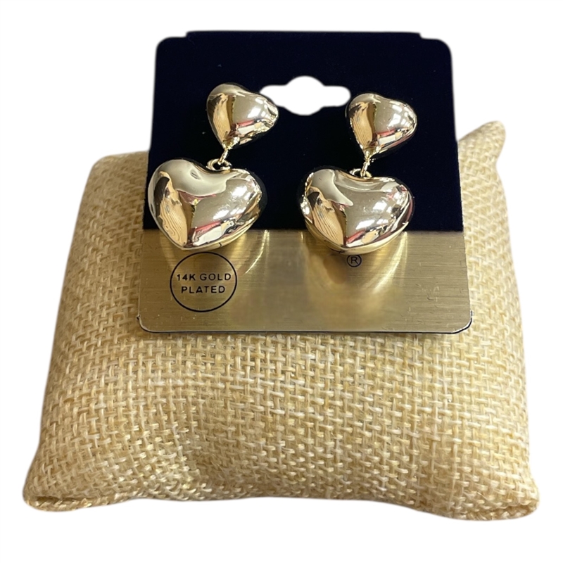 1120E RHODIUM PLATED  HEART EARRINGS
