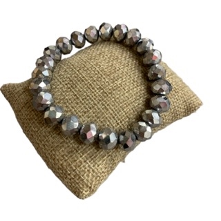 112SLV METALLIC SILVER CRYSTAL BRACELET