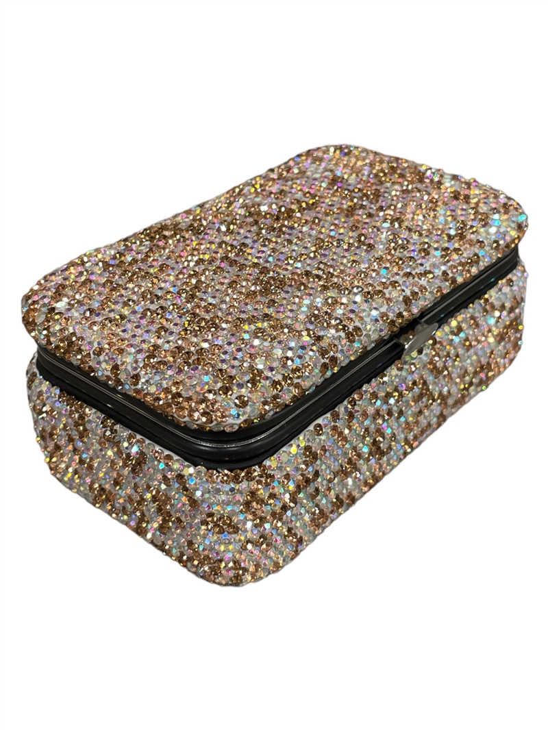 1155BW  BROWN RHINESTONE SMALL JEWELRY BOX