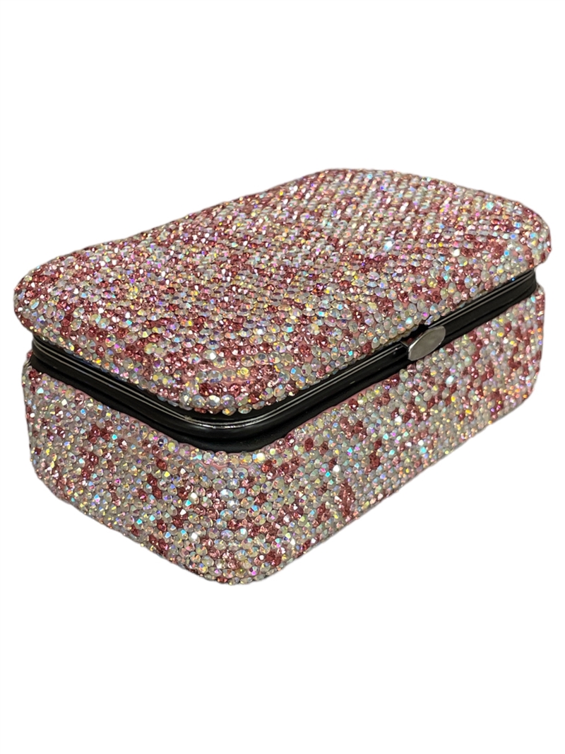 1155PN  PINK  RHINESTONE SMALL JEWELRY  BOX
