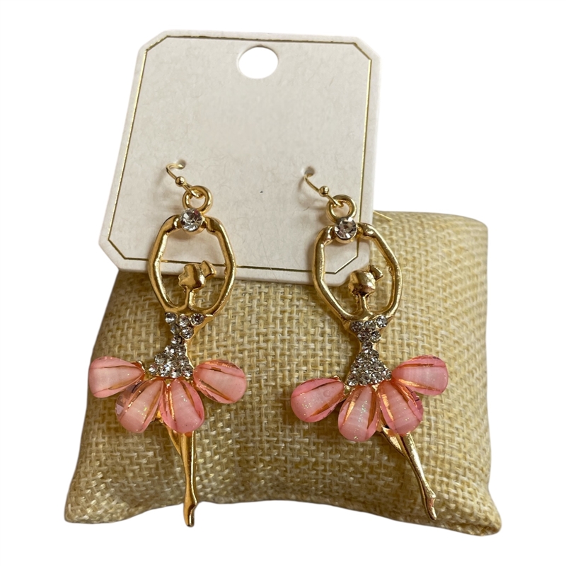 11609 GOLD PINK BALLERINA EARRINGS
