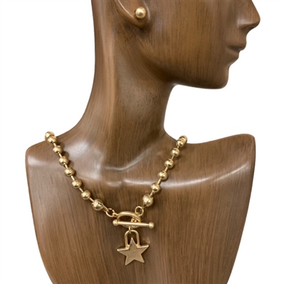 12-6930  STAR BALL CHAIN  MATTE  SET  NECKLACE