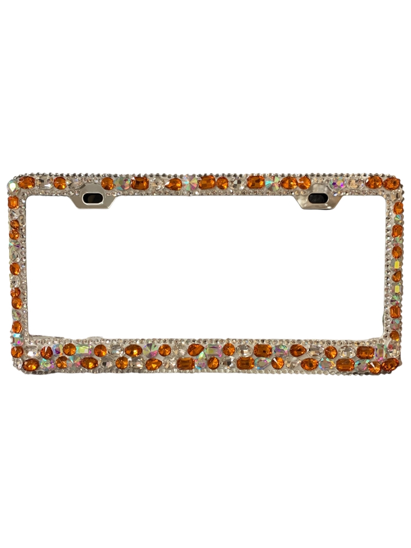 1200D CHUNKY ORANGE/AB STONE CAR LICENSE PLATE FRAME