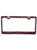 1200G CHUNKY RED/AB/BLUE STONE CAR LICENSE PLATE FRAME