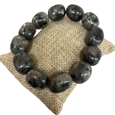 1204DG LARGE DARK GRAY  SEMI-PRECIOUS STONE BRACELET