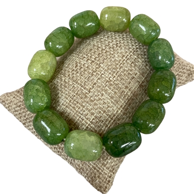 1211LG LARGE LIGHT GREEN MULTI SEMI-PRECIOUS STONE BRACELET