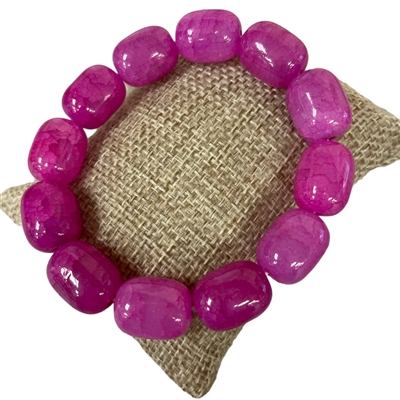 1212FC  LARGE FUCHSIA  MULTI SEMI-PRECIOUS STONE BRACELET