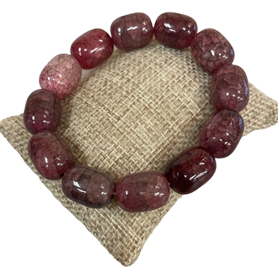 1213DP LARGE DARK PURPLE  MULTI SEMI-PRECIOUS STONE BRACELET