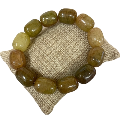 1215OV LARGE LIGHT OLIVE  MULTI SEMI-PRECIOUS STONE BRACELET