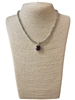 1236A  PURPLE  CRYSTAL SQUARE  RHODIUM PLATED BEADED BALL NECKLACE