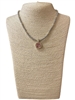 1236R0  PINK CRYSTAL SQUARE  RHODIUM PLATED BEADED BALL NECKLACE