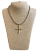 1238 TWO TONE PEARL CROSS  RHODIUM PLATED SHORT NECKLACE
