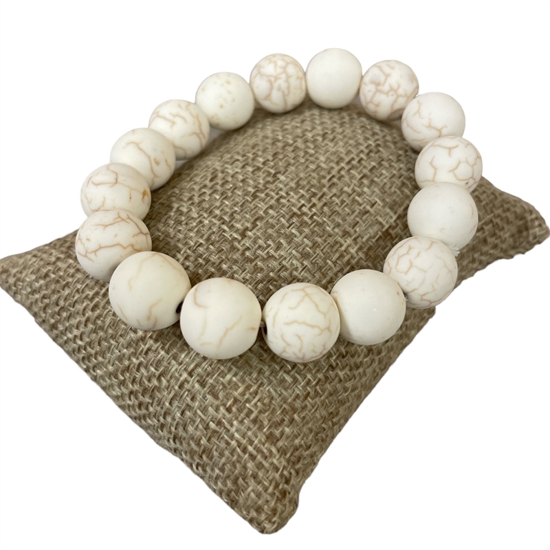 123CRM 12MM CREAM SEMI- PRECIOUS STONE BRACELET