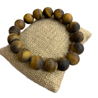 127TGR 12MM TIGER EYE SEMI-PRECIOUS STONE BRACELET