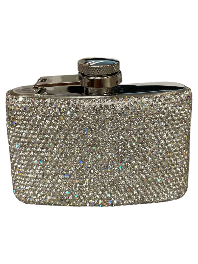 1295SL  SILVER RHINESTONE LIQUID CONTAINER