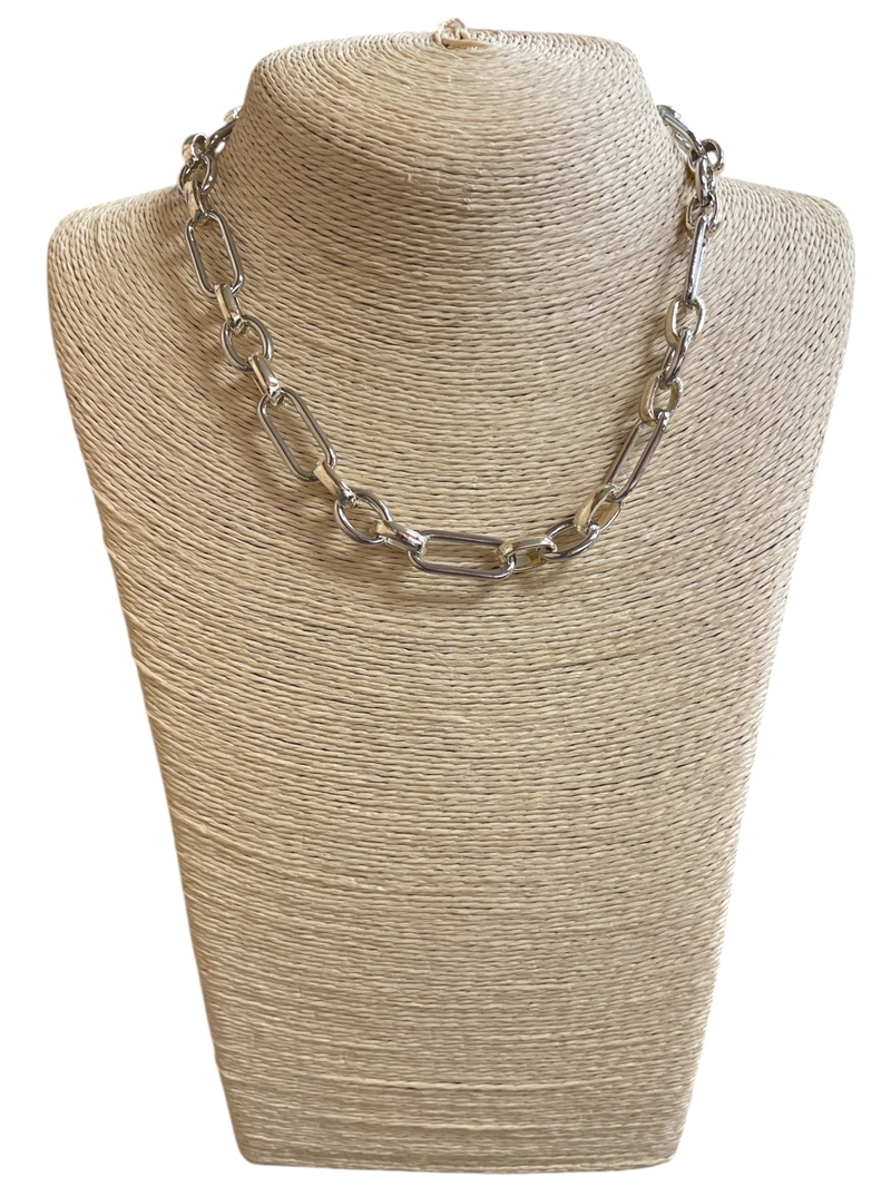 1298 TWO TONE  RHODIUM PLATED SHORT NECKLACE