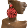 13-2081  CIRCLE  LASER CUT WOODEN EARRINGS