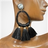 13-2162 BLACK TASSEL EARRINGS