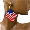 13-2661  AMERICAN FLAG  SEED BEAD EARRINGS