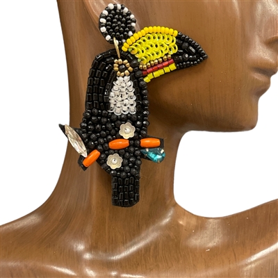 13-2785  TOUCAN SEED BEAD EARRINGS