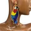 13-2786  MULTI COLOR  PARROT SEED BEAD EARRINGS