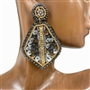 13-2871  BLACK/GOLD SEEDBEAD TEARDROP EARRINGS