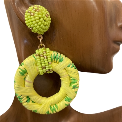 13-3115 NEON YELLOW SEED BEAD POST EARRINGS