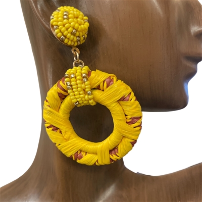 13-3115YL YELLOW SEED BEAD POST EARRINGS