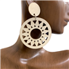 13-3201 CIRCLE  LASER CUT WOODEN EARRINGS