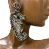 13-3261 SILVER SEAHORSE SEED BEAD POST EARRINGS