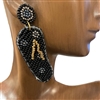 13-3286 BLACK SANDALS SEED BEAD POST EARRINGS